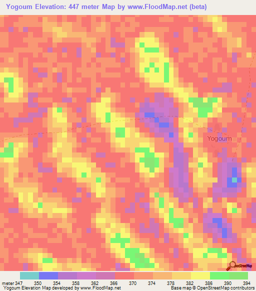 Yogoum,Niger Elevation Map