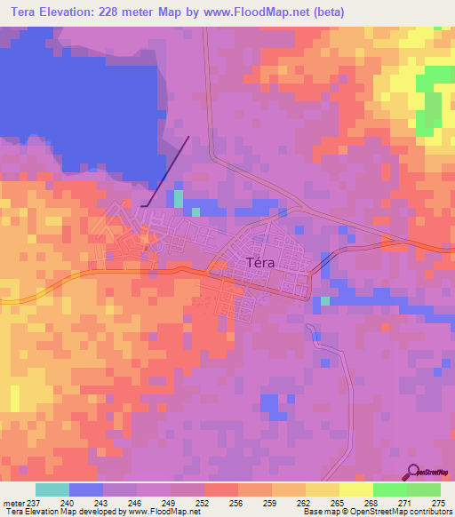 Tera,Niger Elevation Map