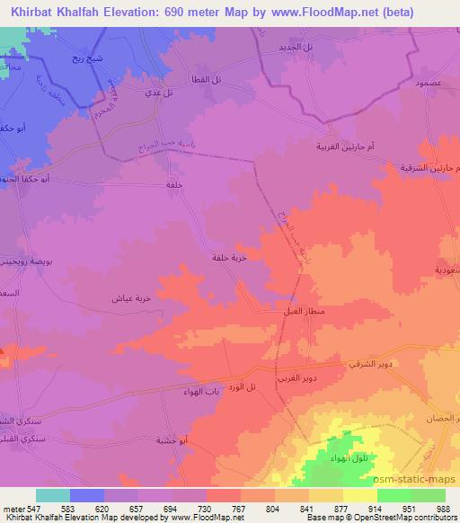 Khirbat Khalfah,Syria Elevation Map
