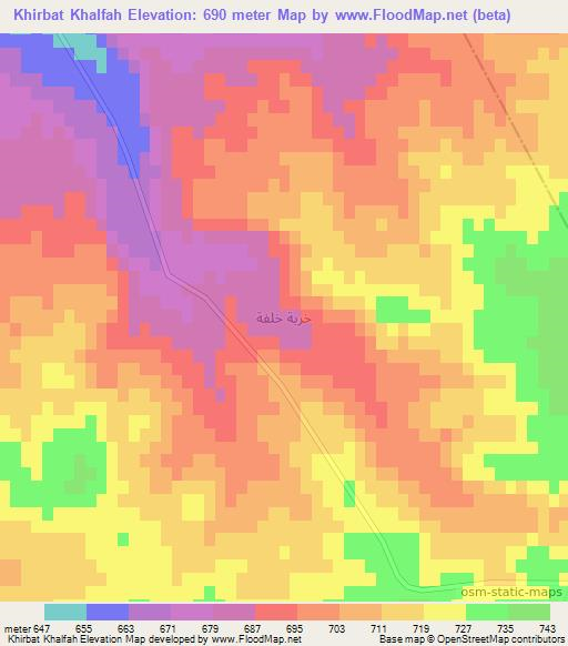 Khirbat Khalfah,Syria Elevation Map