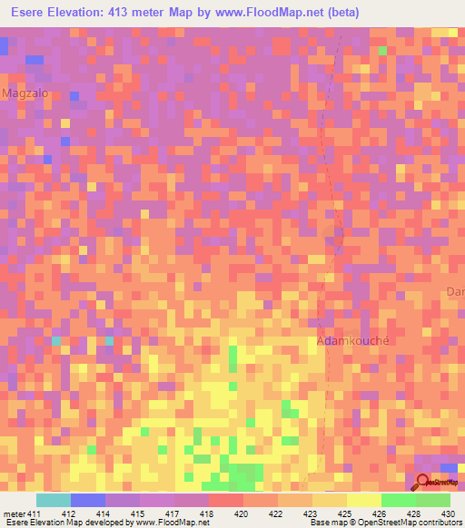 Esere,Chad Elevation Map