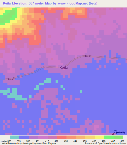 Keita,Niger Elevation Map