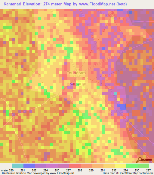 Kantanari,Niger Elevation Map