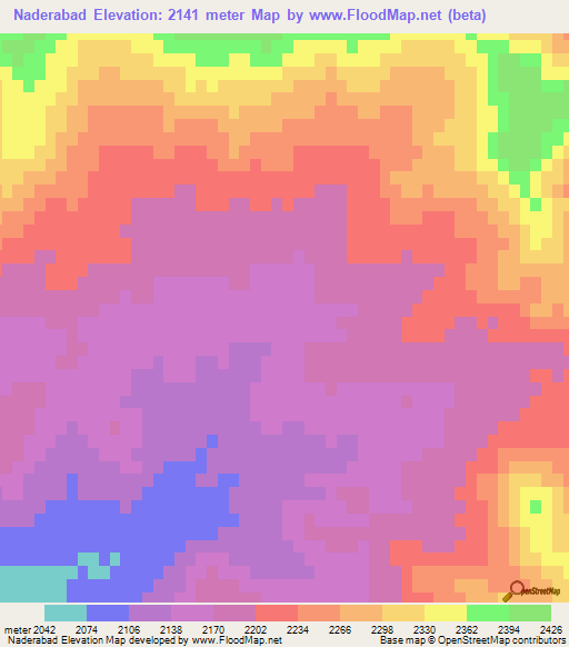 Naderabad,Iran Elevation Map
