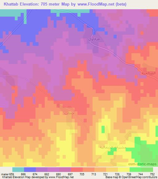 Khattab,Syria Elevation Map