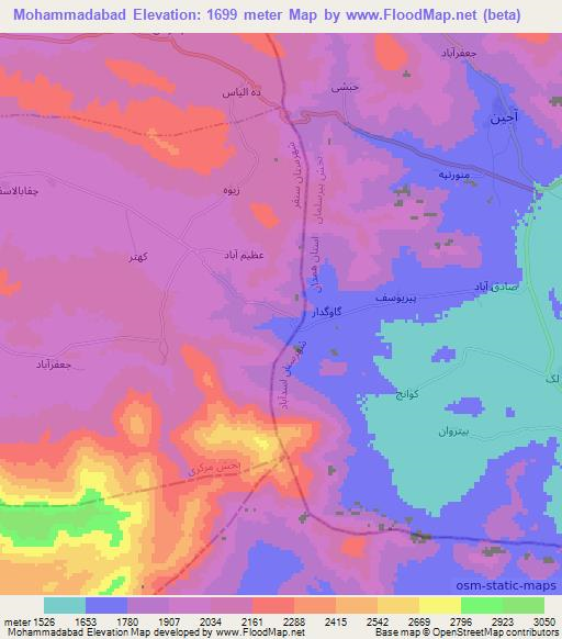 Mohammadabad,Iran Elevation Map