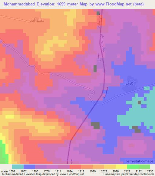 Mohammadabad,Iran Elevation Map