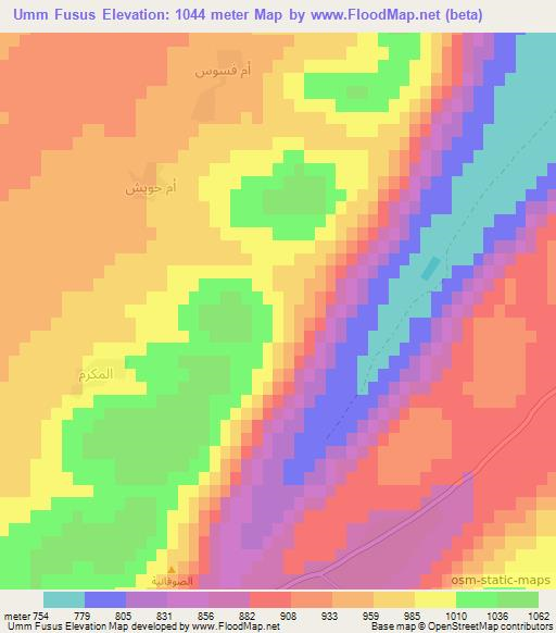 Umm Fusus,Syria Elevation Map