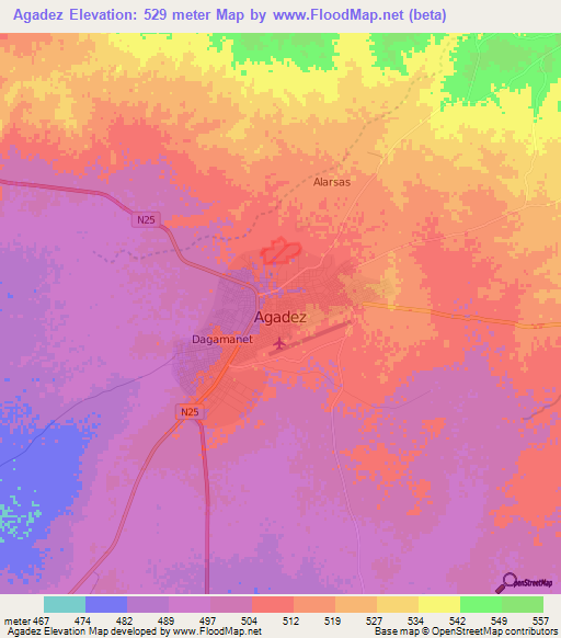 Agadez,Niger Elevation Map