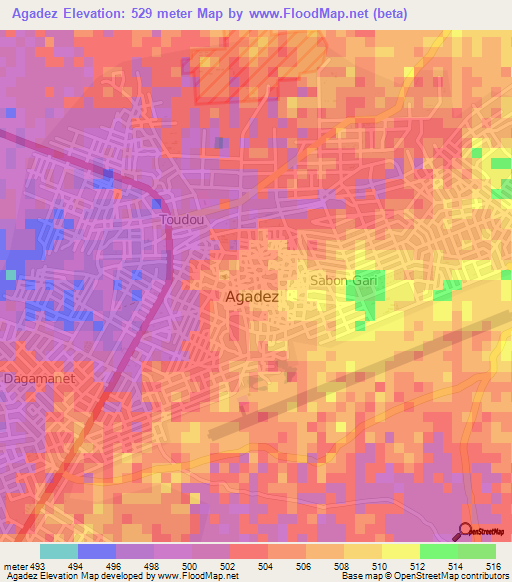 Agadez,Niger Elevation Map