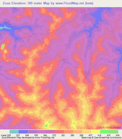 Zoua,Mali Elevation Map