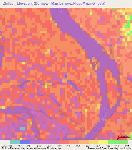 Zinibon,Mali Elevation Map