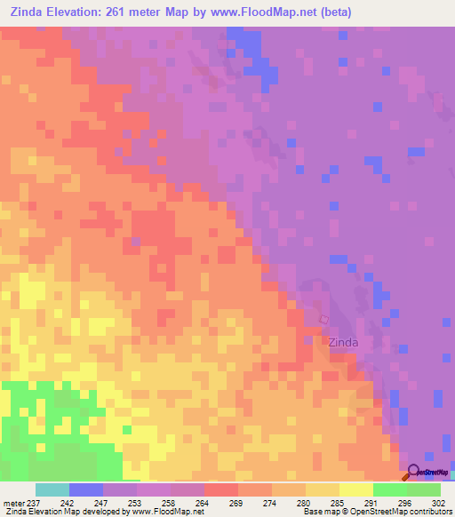 Zinda,Mali Elevation Map