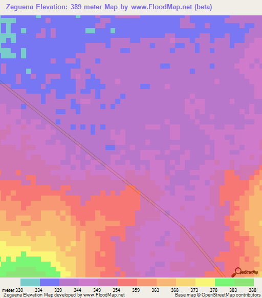 Zeguena,Mali Elevation Map