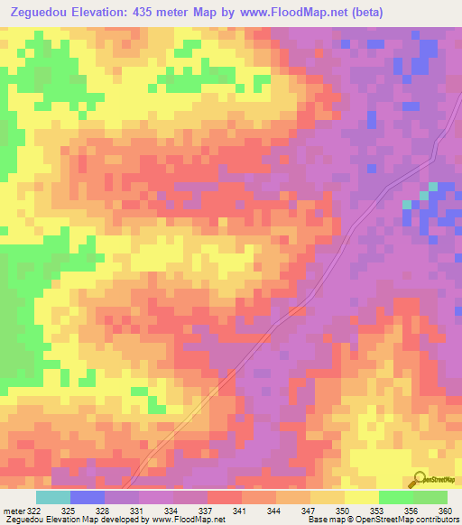 Zeguedou,Mali Elevation Map