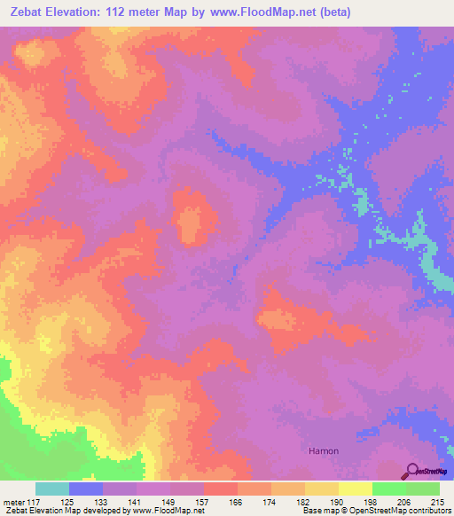 Zebat,Mali Elevation Map