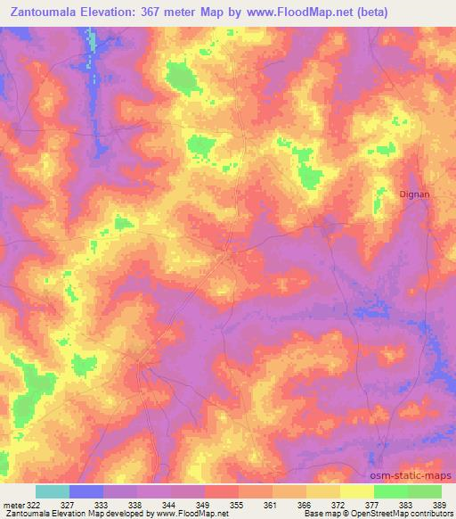 Zantoumala,Mali Elevation Map