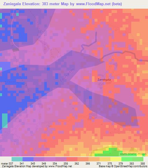 Zaniegala,Mali Elevation Map