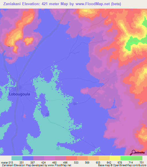 Zaniakani,Mali Elevation Map