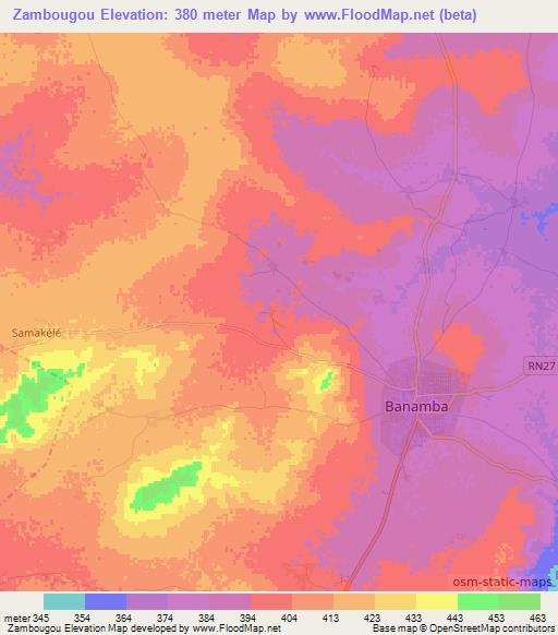 Zambougou,Mali Elevation Map