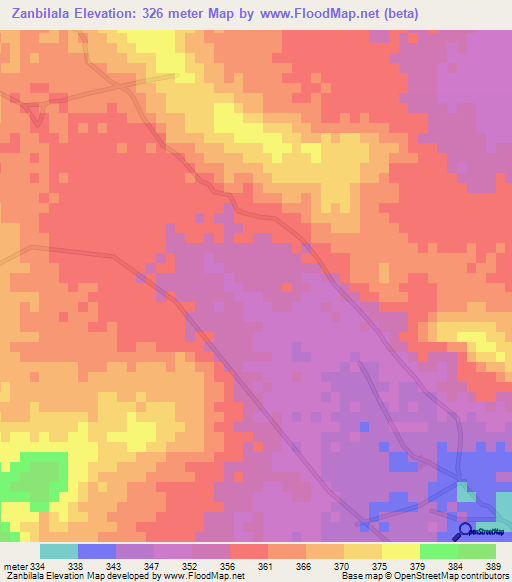Zanbilala,Mali Elevation Map