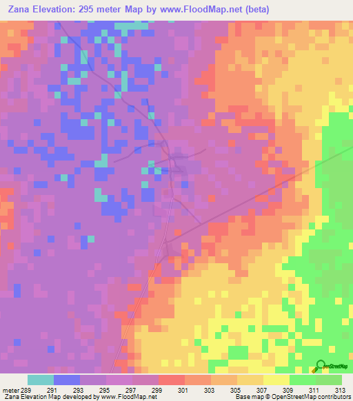 Zana,Mali Elevation Map