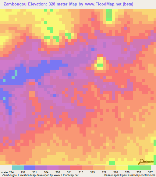 Zambougou,Mali Elevation Map