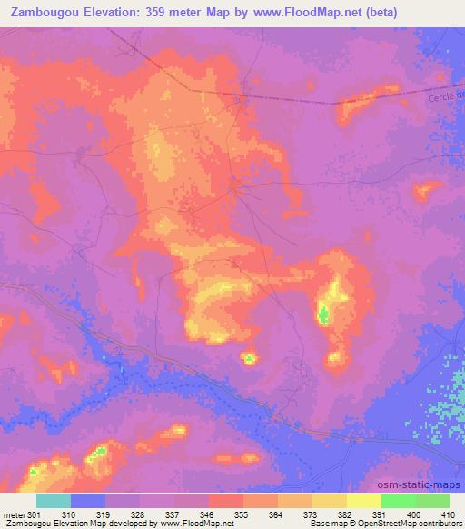 Zambougou,Mali Elevation Map