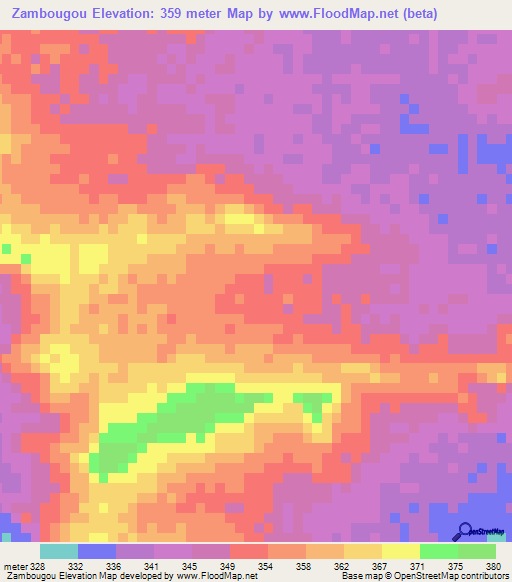 Zambougou,Mali Elevation Map