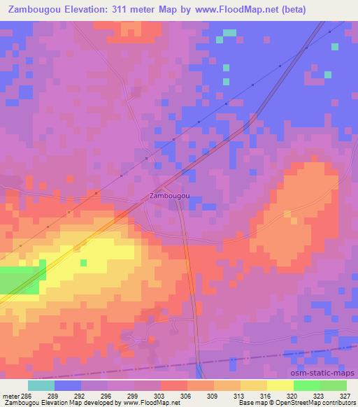 Zambougou,Mali Elevation Map