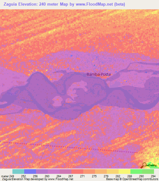 Zaguia,Mali Elevation Map