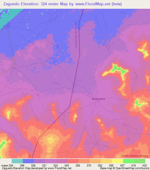 Zaguedo,Mali Elevation Map