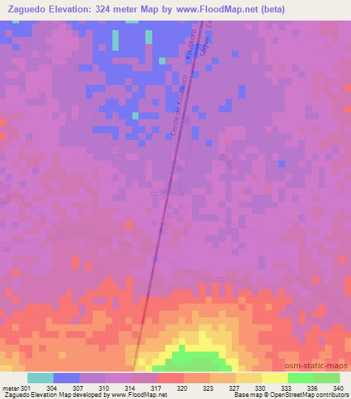 Zaguedo,Mali Elevation Map
