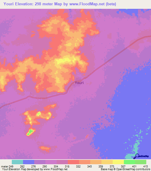 Youri,Mali Elevation Map