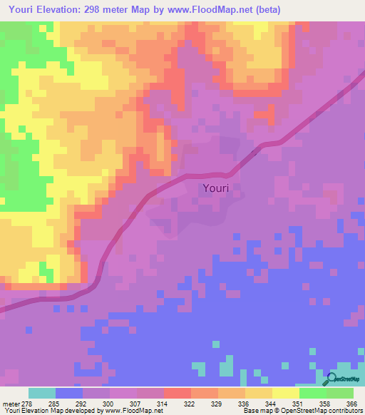 Youri,Mali Elevation Map