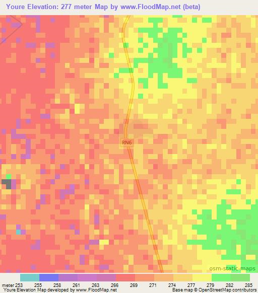 Youre,Mali Elevation Map