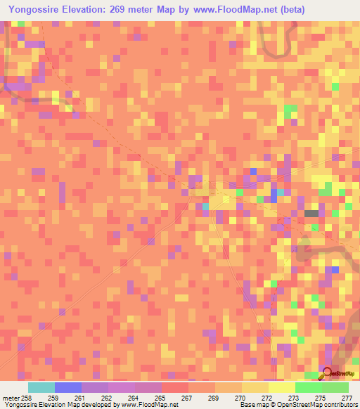 Yongossire,Mali Elevation Map
