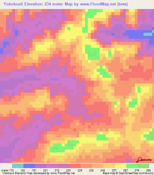 Yobokouli,Mali Elevation Map