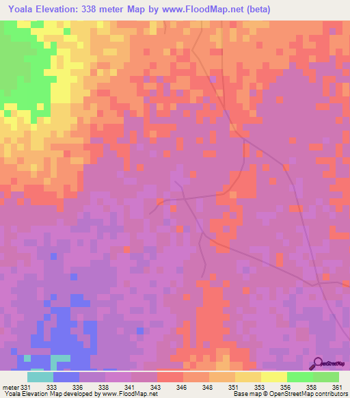 Yoala,Mali Elevation Map