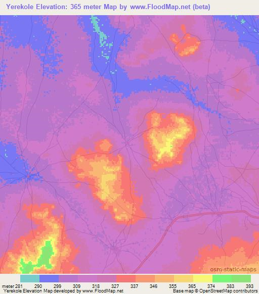 Yerekole,Mali Elevation Map