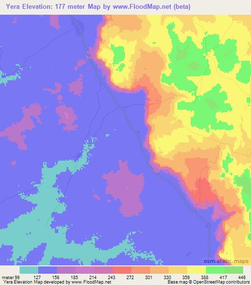 Yera,Mali Elevation Map