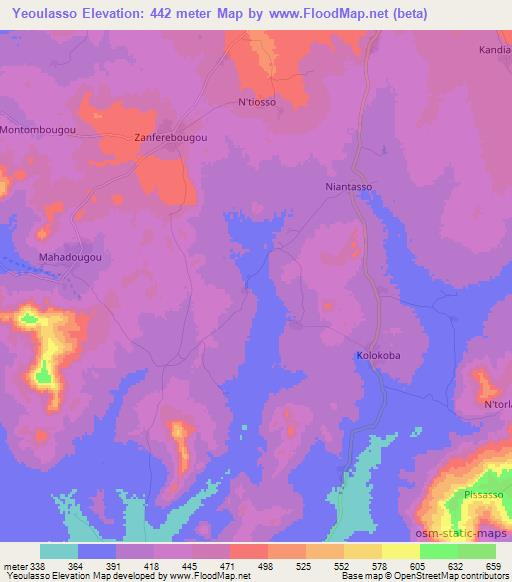 Yeoulasso,Mali Elevation Map