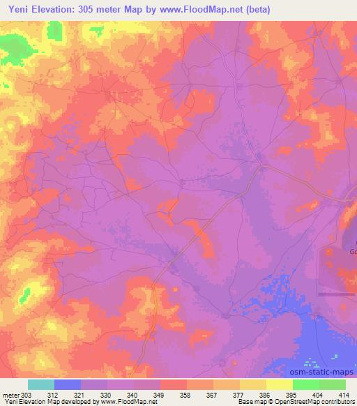 Yeni,Mali Elevation Map