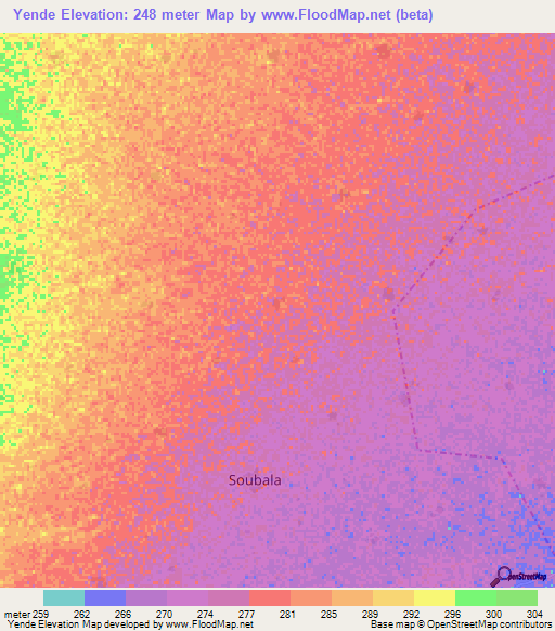 Yende,Mali Elevation Map