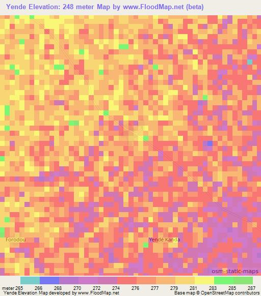 Yende,Mali Elevation Map