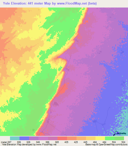Yele,Mali Elevation Map