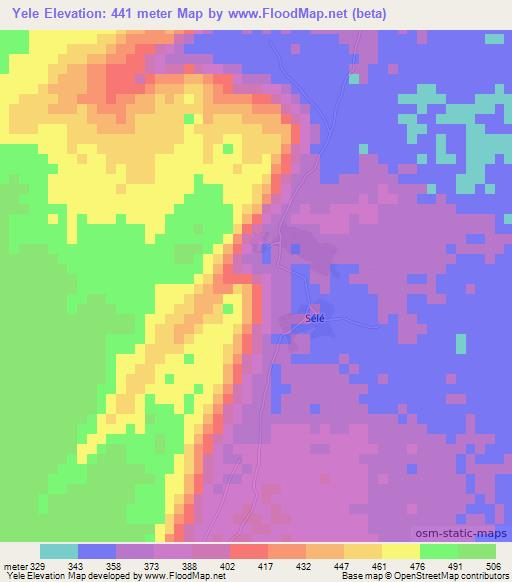 Yele,Mali Elevation Map