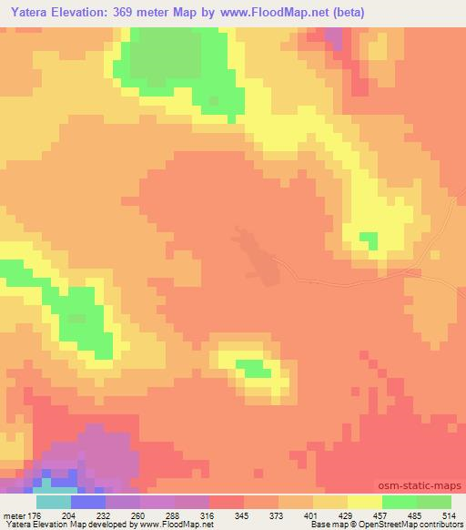 Yatera,Mali Elevation Map