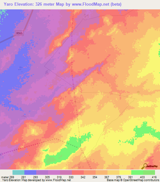 Yaro,Mali Elevation Map