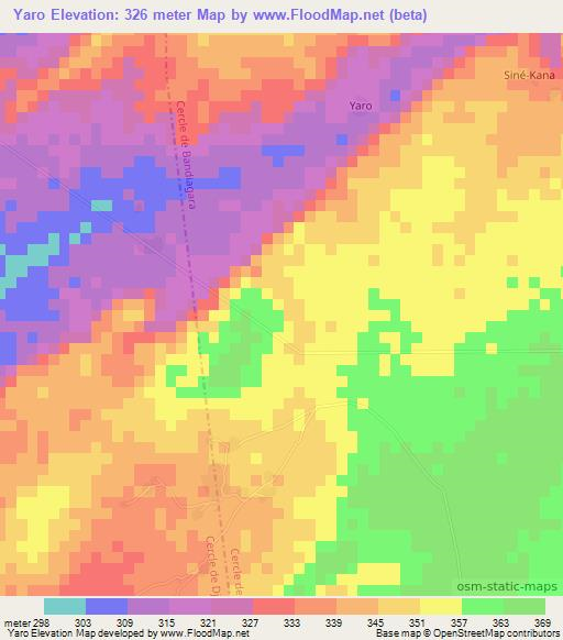 Yaro,Mali Elevation Map